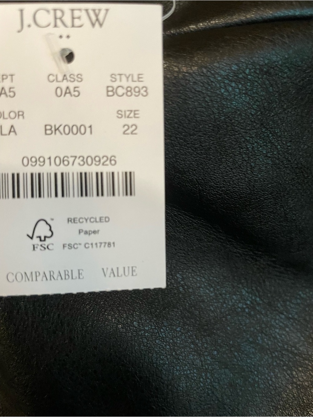 J. Crew Black Women's faux leather skirt - Size 22